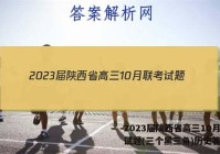 2023届陕西省高三10月联考试题(三个黑三角)历史答案
