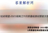 天壹名校联盟·2023届高三11月质量检测试题语文答案