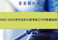2022~2023学年金科大联考高三11月质量检测(新教材)物理试题答案