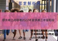 鄂东南三校联考2022年秋季高三年级阶段(一)1考试(233132D)历史答案