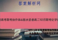 2022年新高考联考协作体&衡水金卷高二10月联考化学试题答案