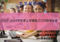 2022~2023学年度上学期高三11月联考试卷(233198D)英语试题答案