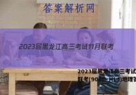 2023届黑龙江高三考试11月联考(904C·HLJ)地理答案