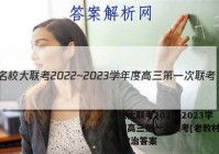 名校大联考2022~2023学年度高三第一次联考(老教材老高考)政治答案