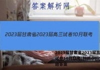 2023届甘肃省2023届高三试卷10月联考(标识◇)化学试题答案