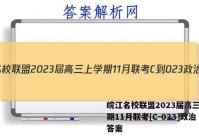 皖江名校联盟2023届高三上学期11月联考[C-023]政治答案