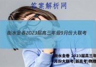 衡水金卷 2023届高三年级9月份大联考(新高考)物理答案