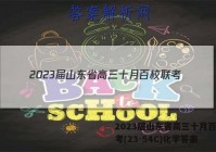 2023届山东省高三十月百校联考(23-54C)化学答案