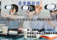 天一大联考 2022-2023学年高三年级上学期期中考试文科数学答案