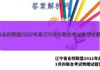 辽宁省名校联盟2022年高三11月份联合考试物理试题答案