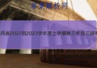 衡中同卷 2022-2023学年度上学期高三年级三调考试(新教材版L)物理试题答案