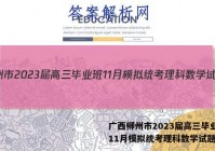 广西柳州市2023届高三毕业班11月模拟统考理科数学试题答案