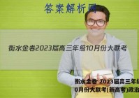 衡水金卷 2023届高三年级10月份大联考(新高考)政治答案