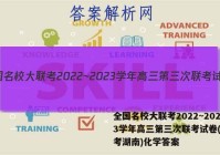 全国名校大联考2022~2023学年高三第三次联考试卷(新高考湖南)化学答案