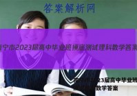南宁市2023届高中毕业班摸底测试理科数学答案