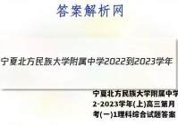 宁夏北方民族大学附属中学2022-2023学年(上)高三第月考(一)1理科综合试题答案