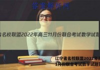 辽宁省名校联盟2022年高三11月份联合考试数学试题答案