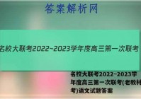 名校大联考2022~2023学年度高三第一次联考(老教材老高考)语文试题答案