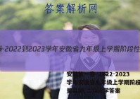 安徽第一卷·2022-2023学年安徽省九年级上学期阶段性质量监测(二)2化学答案