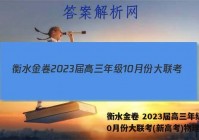 衡水金卷 2023届高三年级10月份大联考(新高考)物理答案