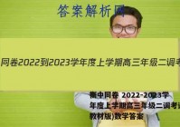 衡中同卷 2022-2023学年度上学期高三年级二调考试(新教材版)数学答案