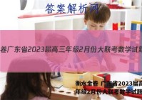 衡水金卷 广东省2023届高三年级2月份大联考数学试题答案