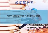 2023届黑龙江高三考试11月联考(904C·HLJ)政治答案