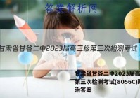 甘肃省甘谷二中2023届高三级第三次检测考试(8056C)政治答案