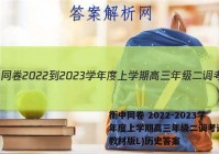 衡中同卷 2022-2023学年度上学期高三年级二调考试(新教材版L)历史答案