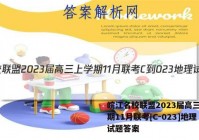 皖江名校联盟2023届高三上学期11月联考[C-023]地理试题答案