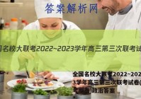 全国名校大联考2022~2023学年高三第三次联考试卷(新高考湖南)政治答案