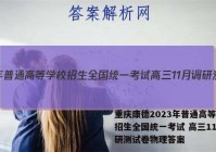 重庆康德2023年普通高等学校招生全国统一考试 高三11月调研测试卷物理答案