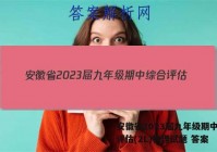 安徽省2023届九年级期中综合评估(2L)物理试题 答案