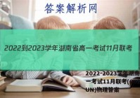 2022-2023学年湖南省高一考试11月联考(002A·HUN)物理答案