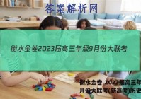 衡水金卷 2023届高三年级9月份大联考(新高考)历史答案