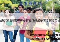 广西柳州市2023届高三毕业班11月模拟统考文科综合试题答案