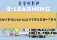 名校大联考2022~2023学年度高三第一次联考(老教材老高考)历史试题答案