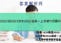 1号卷·A10联盟2022-2023学年2022级高一上学期11月期中联考数学答案
