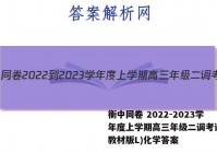 衡中同卷 2022-2023学年度上学期高三年级二调考试(新教材版L)化学答案