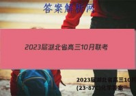 2023届湖北省高三10月联考(23-87C)化学答案