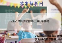 2023届湖北省高三10月联考(23-87C)数学答案