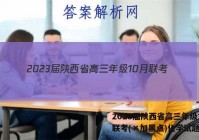 2023届陕西省高三年级10月联考(×加黑点)化学试题答案