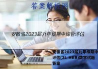 安徽省2023届九年级期中综合评估(2L HKB)数学试题 答案