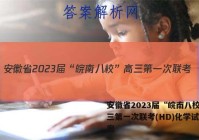 安徽省2023届“皖南八校”高三第一次联考(HD)化学试题答案