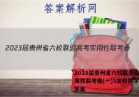 2023届贵州省六校联盟高考实用性联考卷(一)1文科数学试题答案