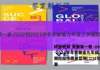 皖智教育 安徽第一卷·2022-2023学年安徽省九年级上学期阶段性质量监测(二)2化学答案