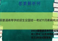 2023届普通高等学校招生全国统一考试 11月青桐鸣大联考(高三)政治试题答案