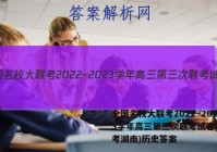 全国名校大联考2022~2023学年高三第三次联考试卷(新高考湖南)历史答案