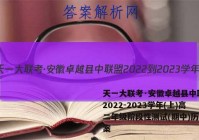 天一大联考·安徽卓越县中联盟 2022-2023学年(上)高二年级阶段性测试(期中)历史答案