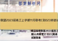 皖江名校联盟2023届高三上学期11月联考[C-023]英语试题答案